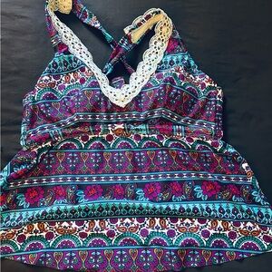 Colorful Patterned tankini top.